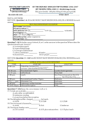 Đề thi chọn học sinh giỏi THPT môn Tiếng Anh Lớp 12 - Năm học 2016-2017 - Trường THPT Liễn Sơn